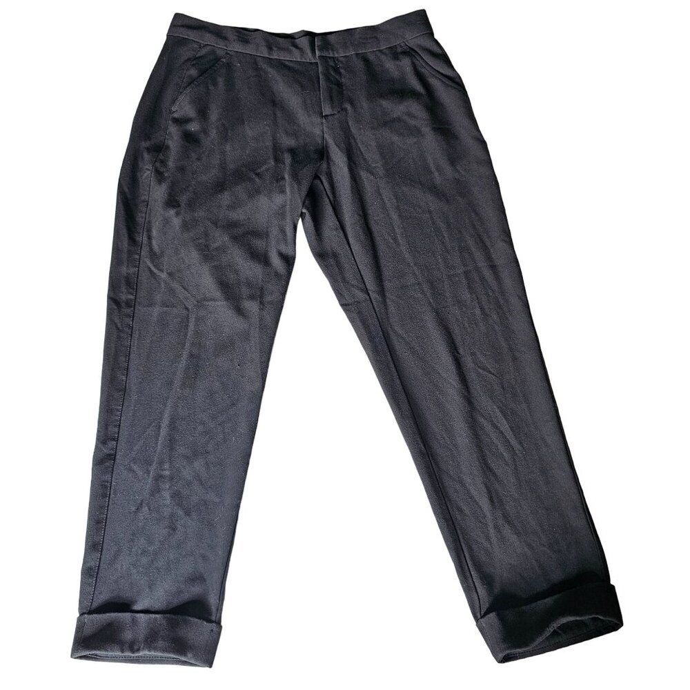 Garnet Hill Women's Black Cuffed Trousers Pants Cropped size 8